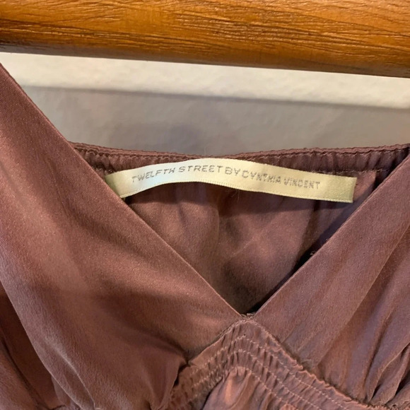 CYNTHIA VINCENT TWELFTH ST NEW Colorblock Matte Silk Slip Dress - Picture 5 of 8